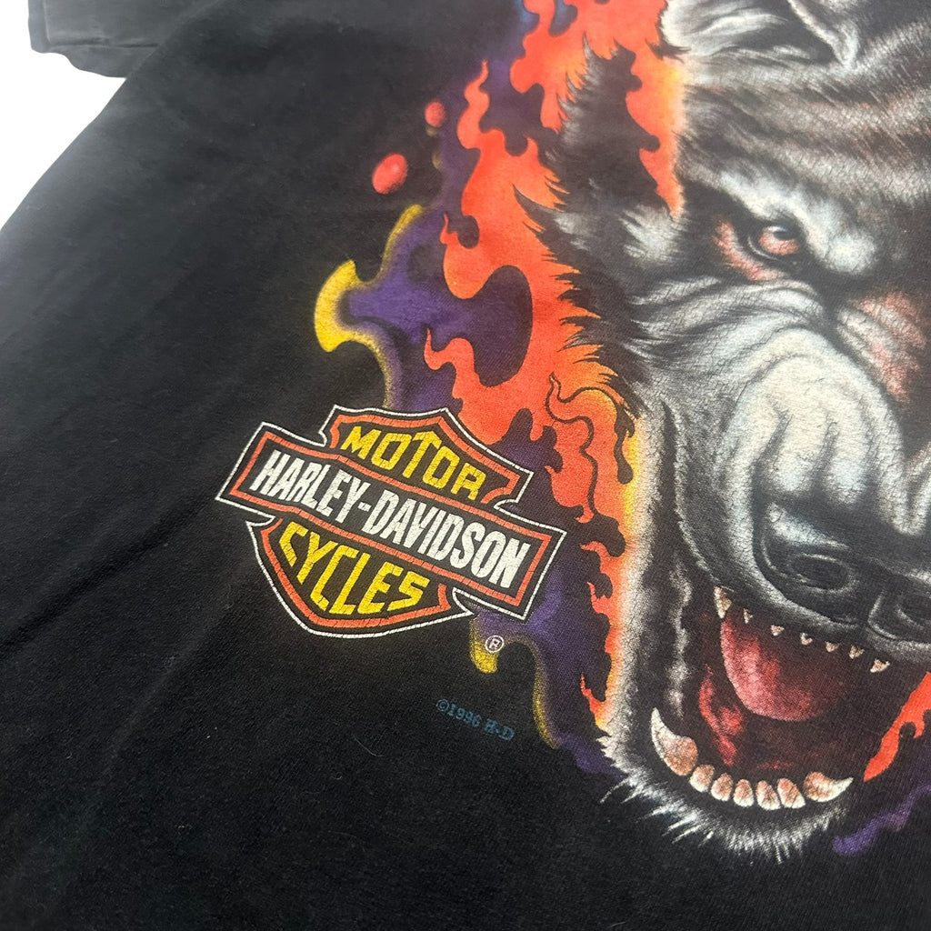 Vintage 1995/6 Harley-Davidson T-Shirt Wolf Flame XL Cleveland Ohio