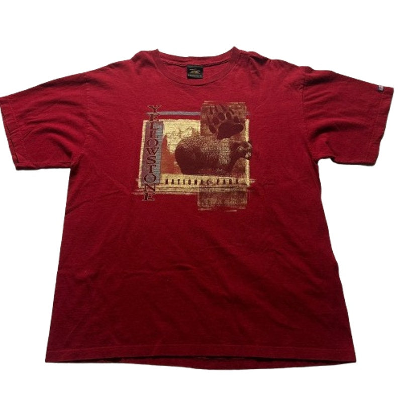 Yellowstone National Park Red T-Shirt Bear Graphic XL