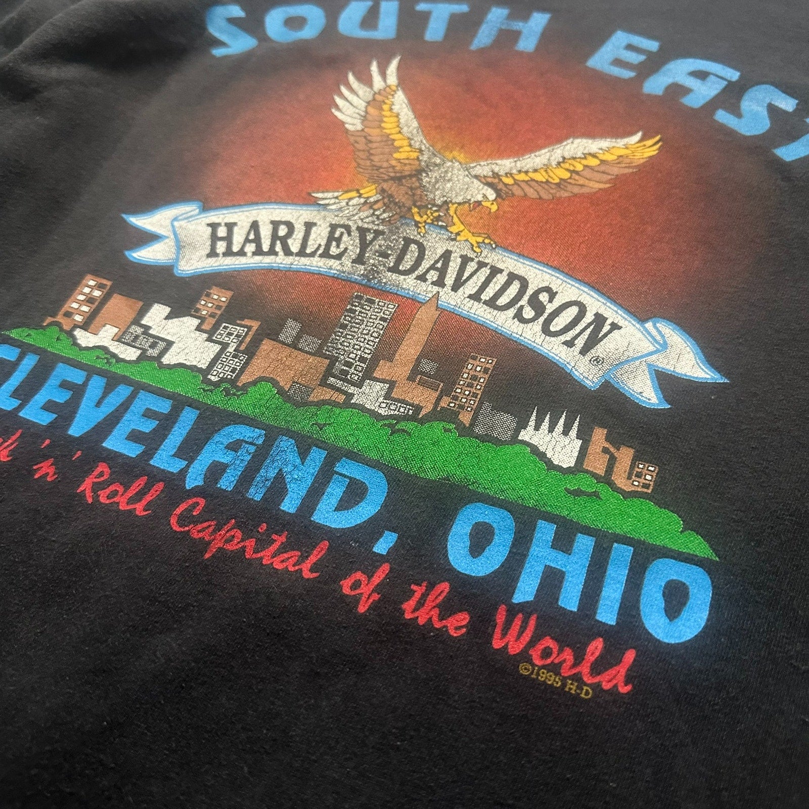 Vintage 1995/6 Harley-Davidson T-Shirt Wolf Flame XL Cleveland Ohio