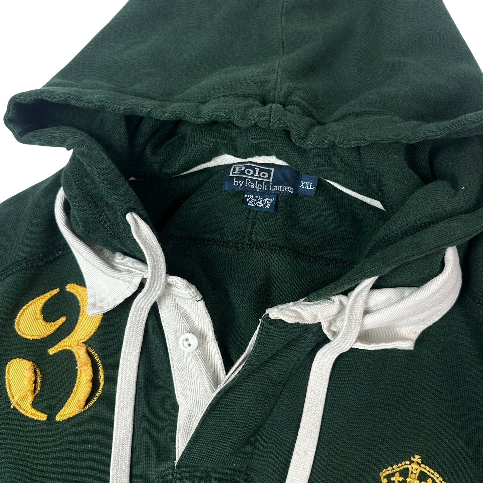 VTG Polo Ralph Lauren #3 Rugby Hooded Sweatshirt 2XL
