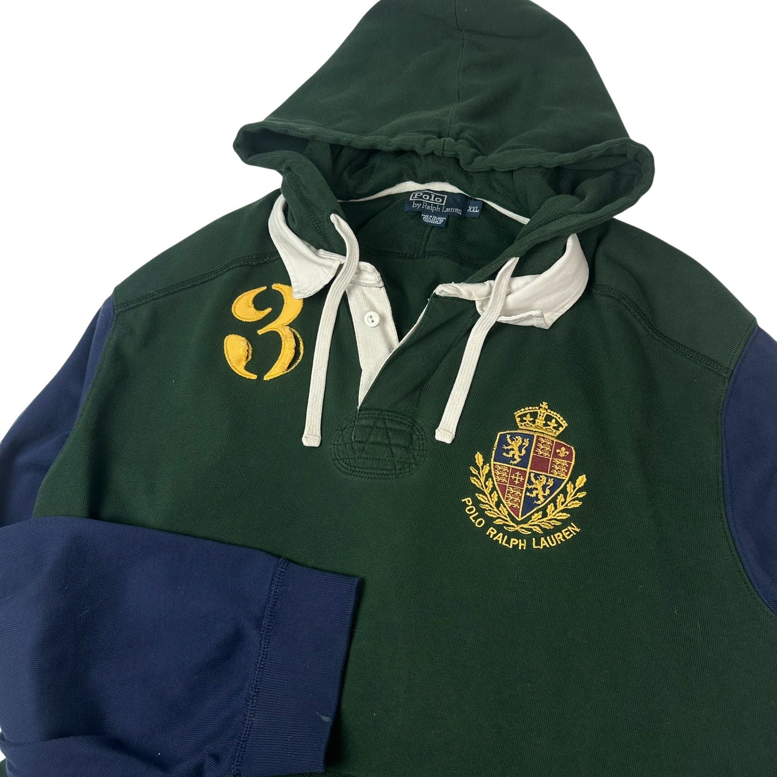 VTG Polo Ralph Lauren #3 Rugby Hooded Sweatshirt 2XL