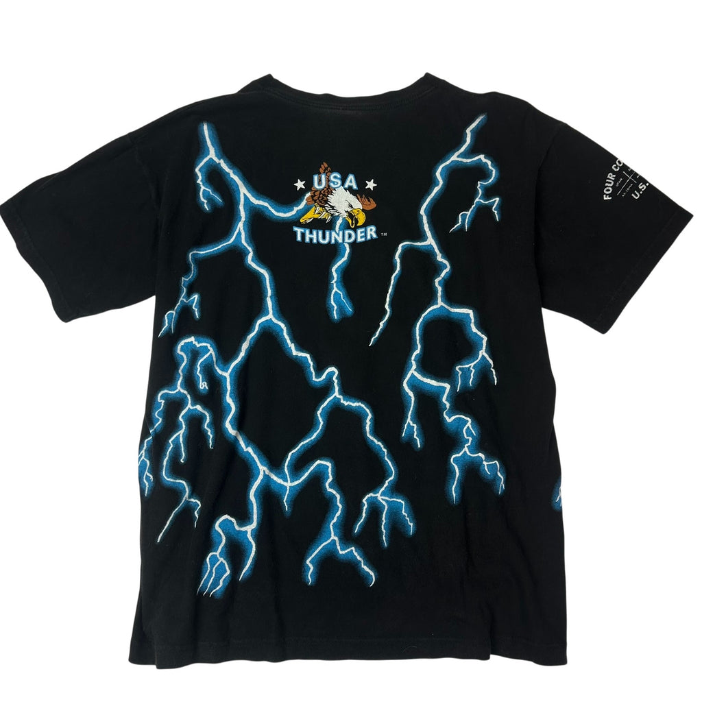 VTG 90s USA Thunder Wolf Lightning All Over Print Tee L