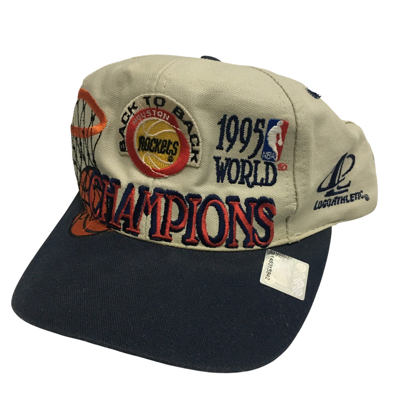 Vtg 90s Logo Athletic Houston Rockets 1995 Champs Cap