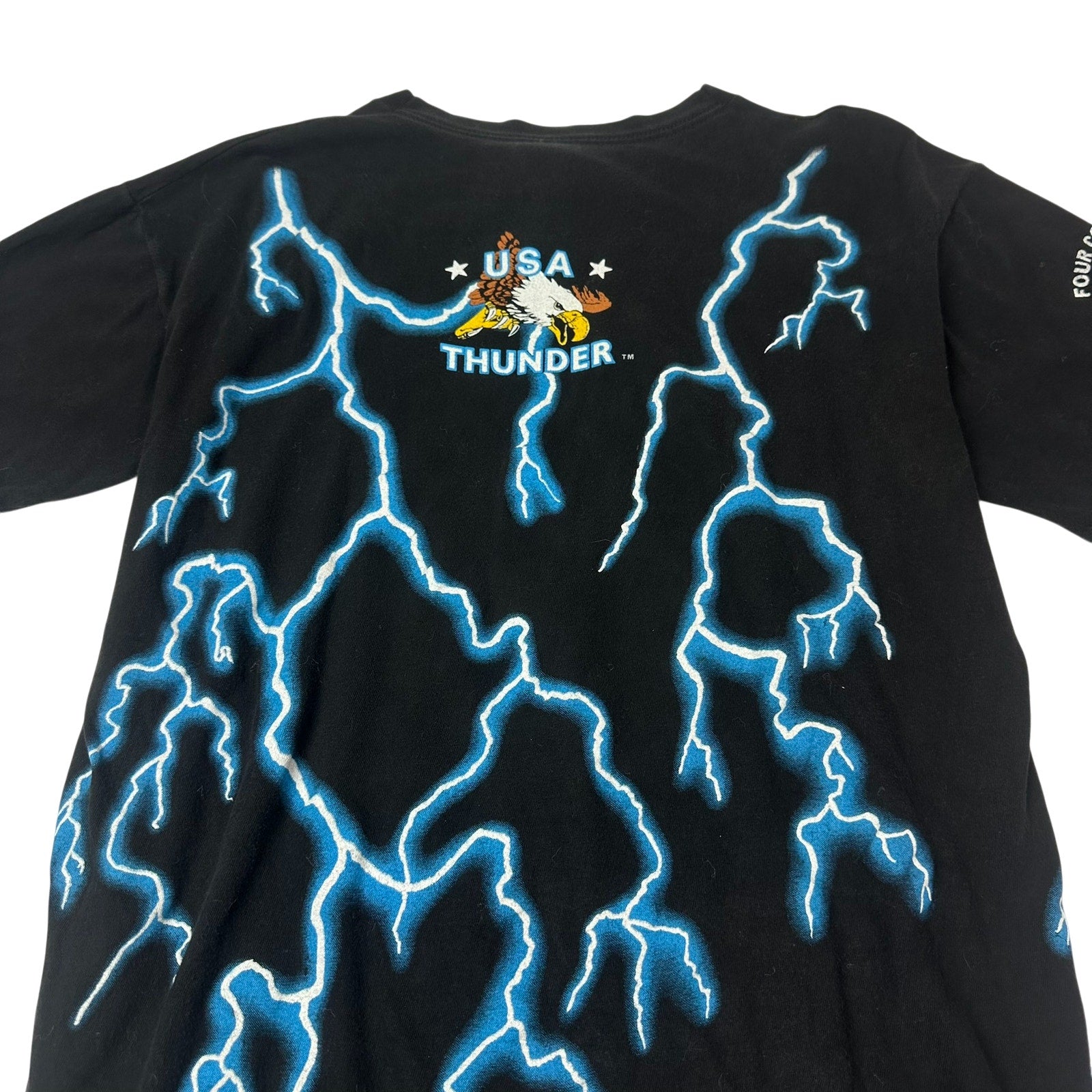 VTG 90s USA Thunder Wolf Lightning All Over Print Tee L