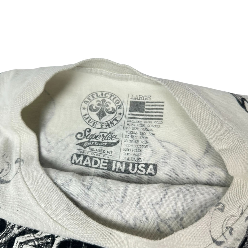 Affliction Winged Cross Laced Tee L Y2K